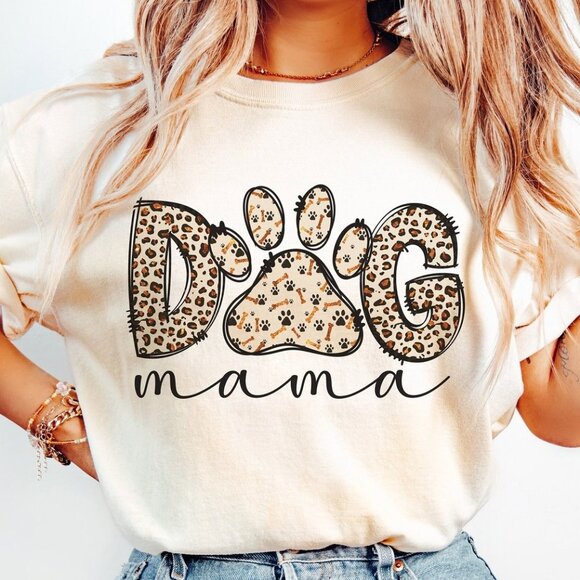 Tops - Dog Mama Sublimation, Mom Leopard Shirt